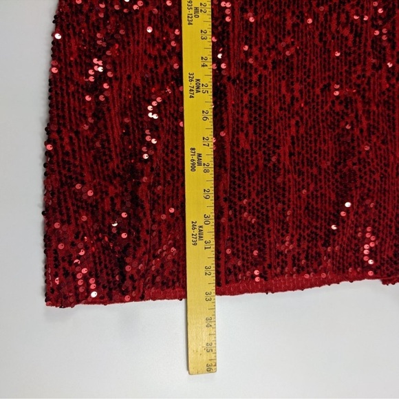 Zara Red Asymmetrical Sequin Dress Size Small - Picture 10 of 13